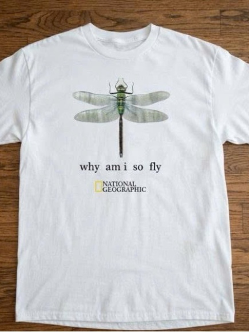 Tee with Green Dragonfly Graphic
